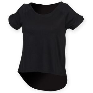 Skinni Fit Womens/Ladies Drop Tail T-Shirt / Black